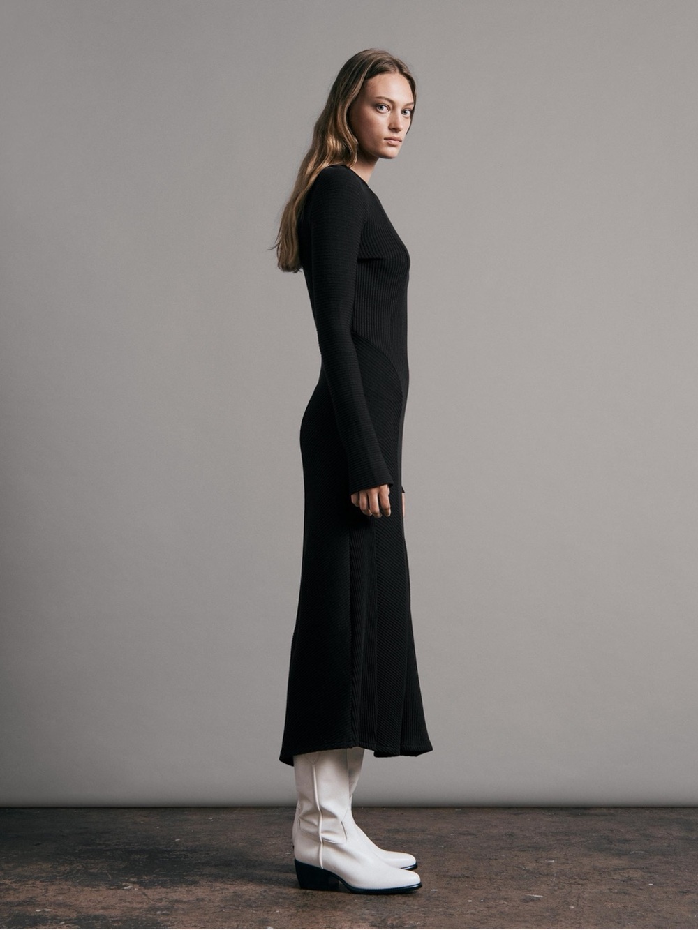 Rag & Bone Long-Sleeve Echo Ribbed Wool Midi Dress New Quiet Luxury Timeless - Picture 9 of 13